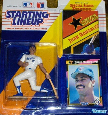 1992 Starting Lineup Baseball Juan Gonzalez Texas rangers With Poster