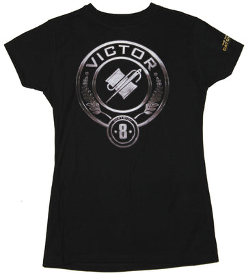 Hunger Games Juniors Girls T-Shirt - District 8 Victor Needle and Thread Image