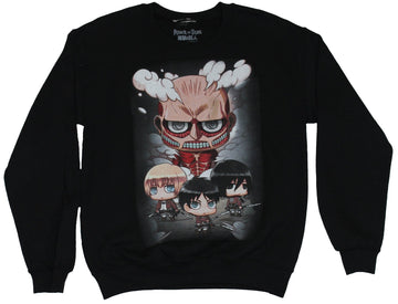 Attack on Titan Crewneck Sweatshirt - Chibi Cast Under Chibi titan