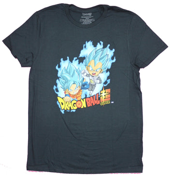 Dragon Ball Z Mens T-Shirt - Blue Haired Goku And Vegeta Chibi Attack Image