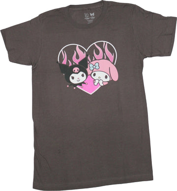 Kuromi Mens T-Shirt - With My Melody In Fiery Heart