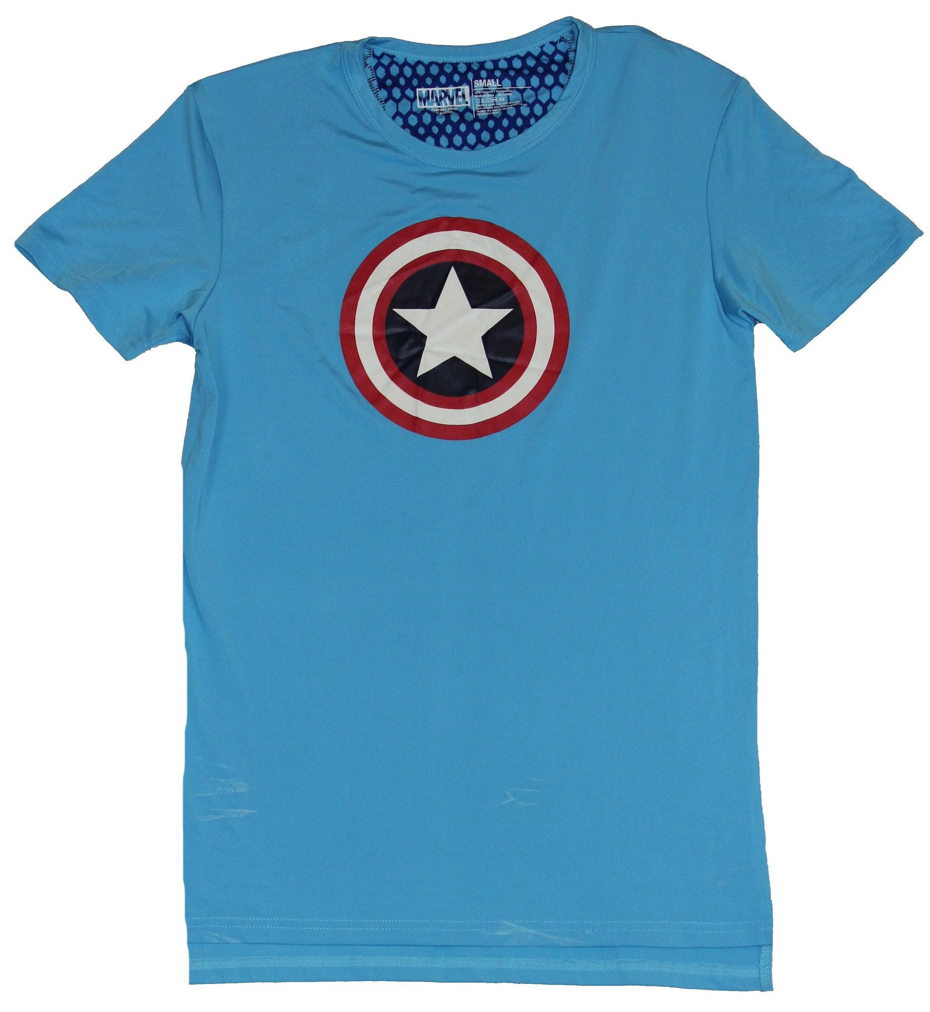 Captain America Moisture Wicking Mens T-Shirt-  Small Full Color Logo Front