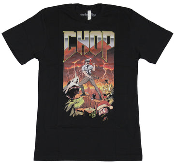 Axe Cop Mens T-Shirt - CHOP! Cop Stands in A Lighting Sky Nightmare