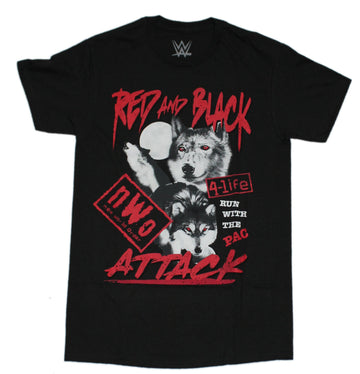 WWE Mens T-Shirt - Red and Black Attack NWO Wolf Image