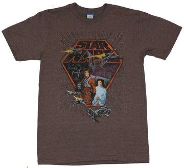 Star Wars Mens T-Shirt -  Classic Luke in X-Wing  Gear with X-Wings Logo