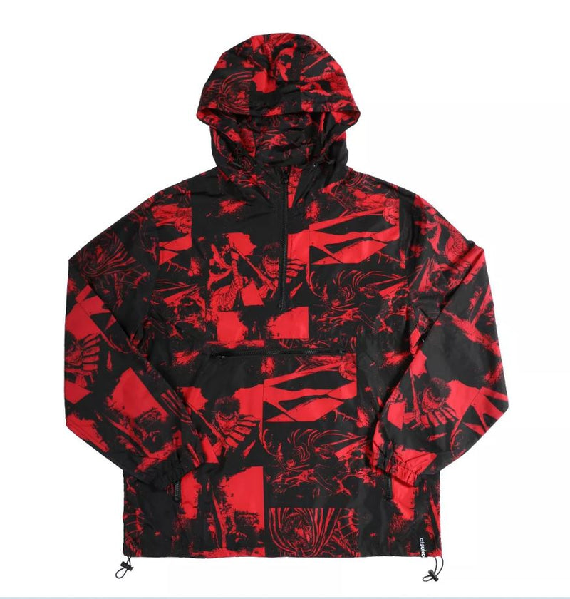 Berserk Guts All Over Print Men's Red and Black Hooded Adirondack Jacket