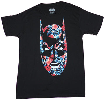Batman Mens T-Shirt - Classic Batman Mask in Floral Design