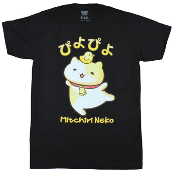 Mitchiri Neko Mens T-Shirt - Dancing Kitty Duck Kanji Image