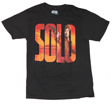 Star Wars  Mens T-Shirt - Young Han Solo In Red Sunset Name