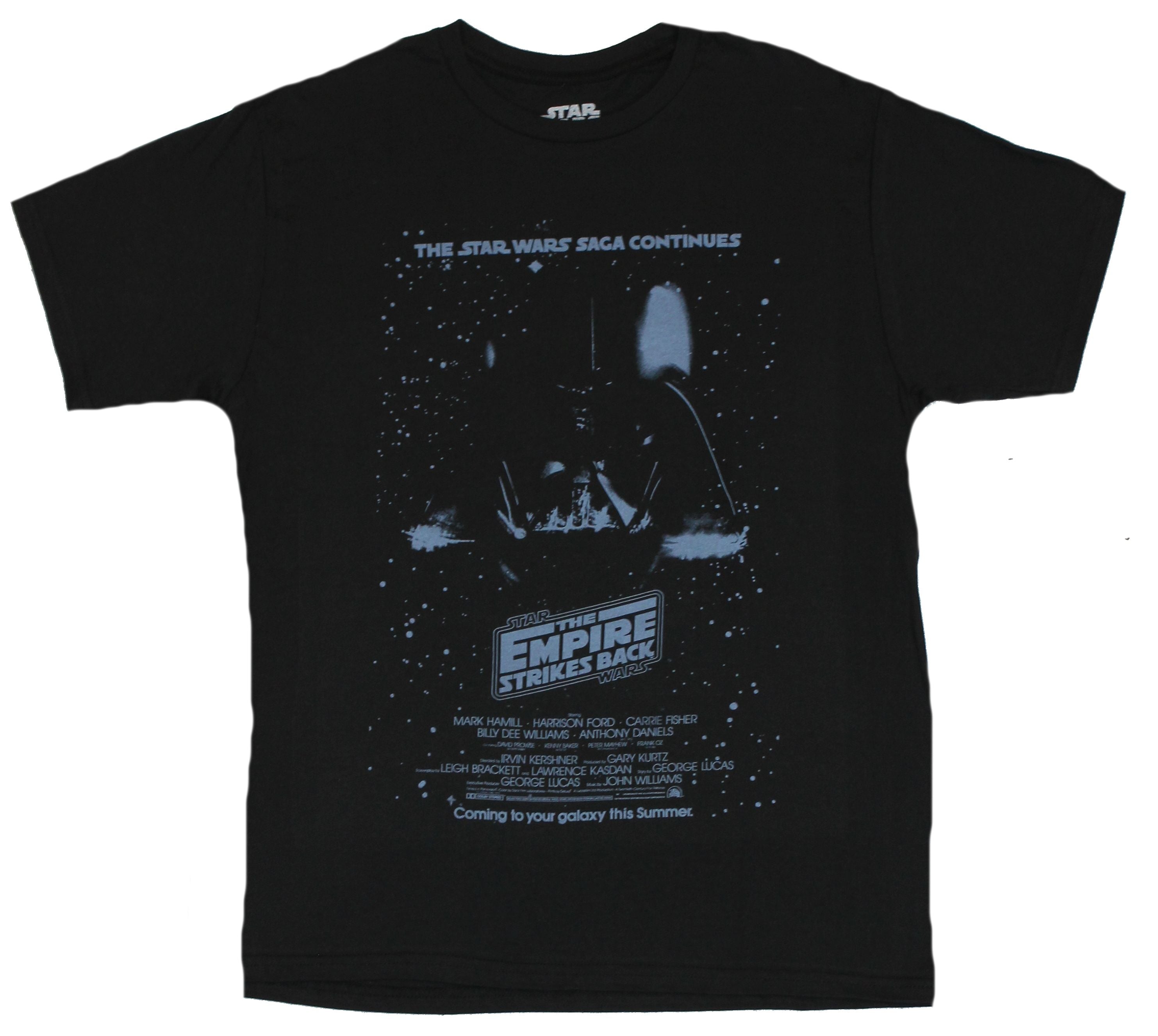 Star Wars Mens T-Shirt -  The Saga Continues Empire Strikes Back Vader Poster