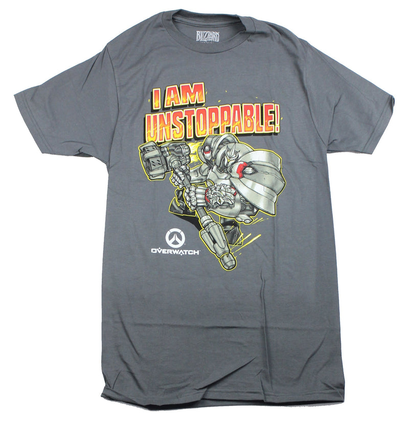 Overwatch Mens T-Shirt -Reinhardt I Am Unstoppable Destruction Image