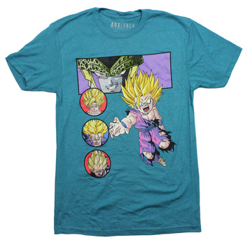 Dragon Ball Z Mens T-Shirt - Cell Behind 3 Circled Sayians Circle Images