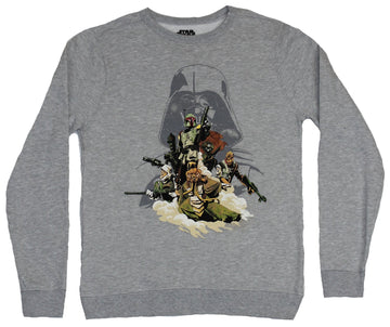 Star Wars Mens Crewneck Sweatshirt - Boba Fett & Bounty Hunters New Hope Style