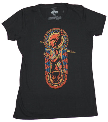 Black Panther Girls Juniors T-Shirt- Okoye & Nakia In Tribal Image