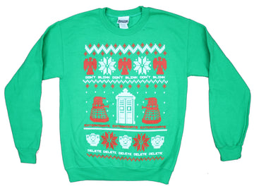 Doctor Who Mens Crewneck Sweatshirt - Christmas Sweater Style Dalek Callbox