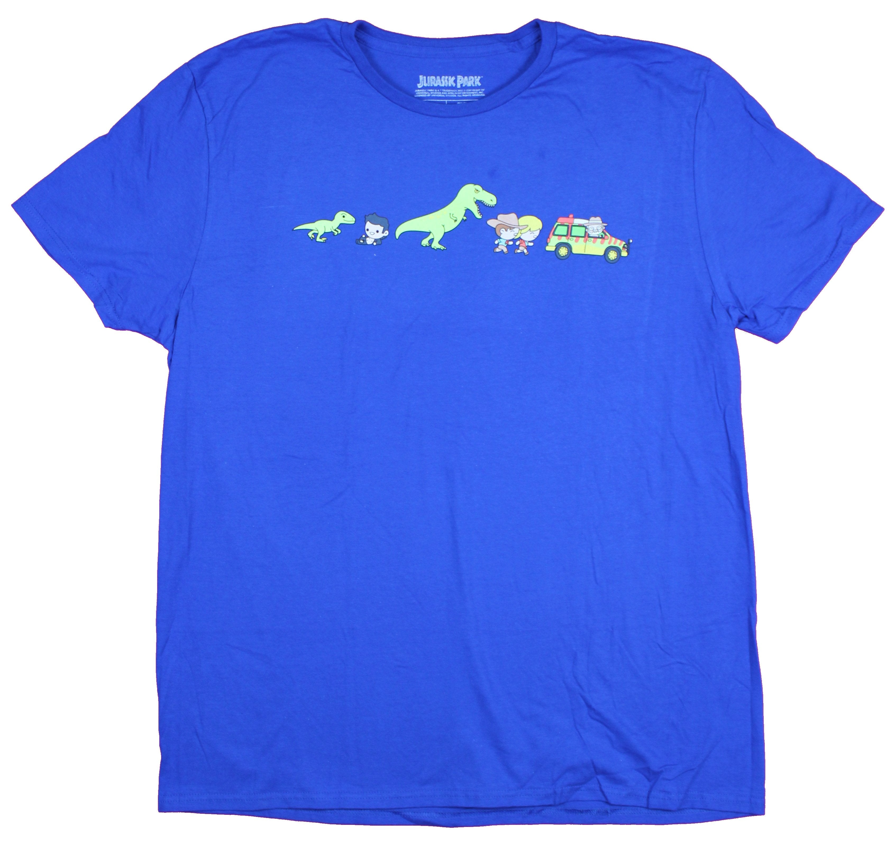 Jurassic Park Mens T-Shirt- Chibi Style Dinosaur Cutsie Chase Image