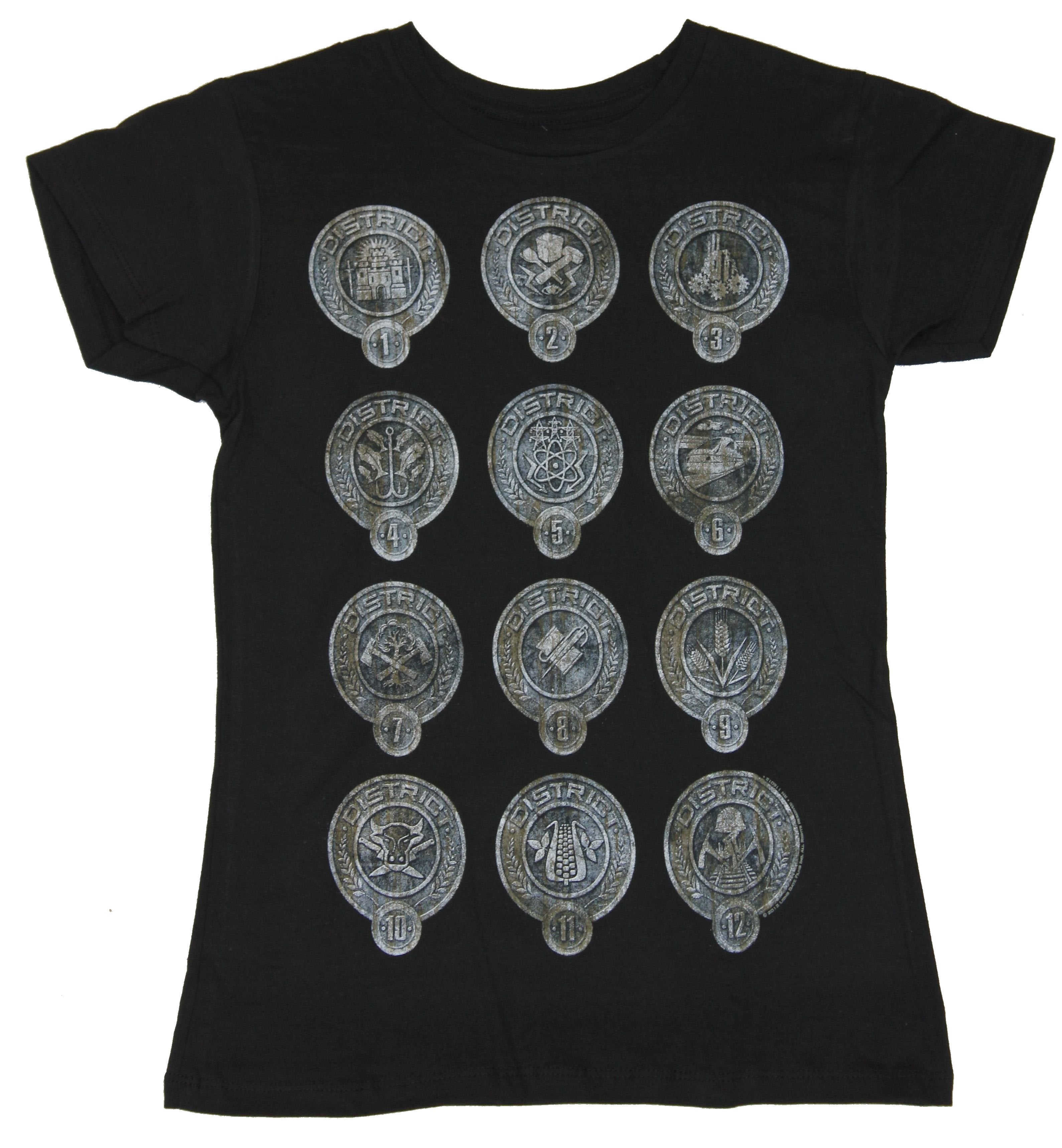 The Hunger Games Girls Juniors T-Shirt - Stone Circles of all 12 Districts Image