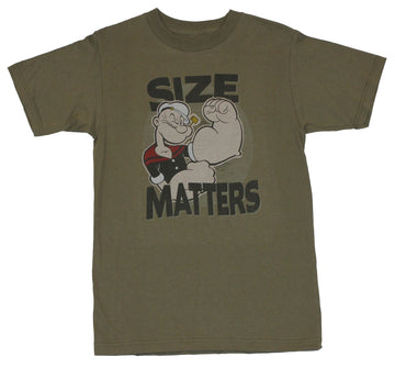Popeye Mens T-Shirt  - Size Matters Popeye Big Gun Pose Image