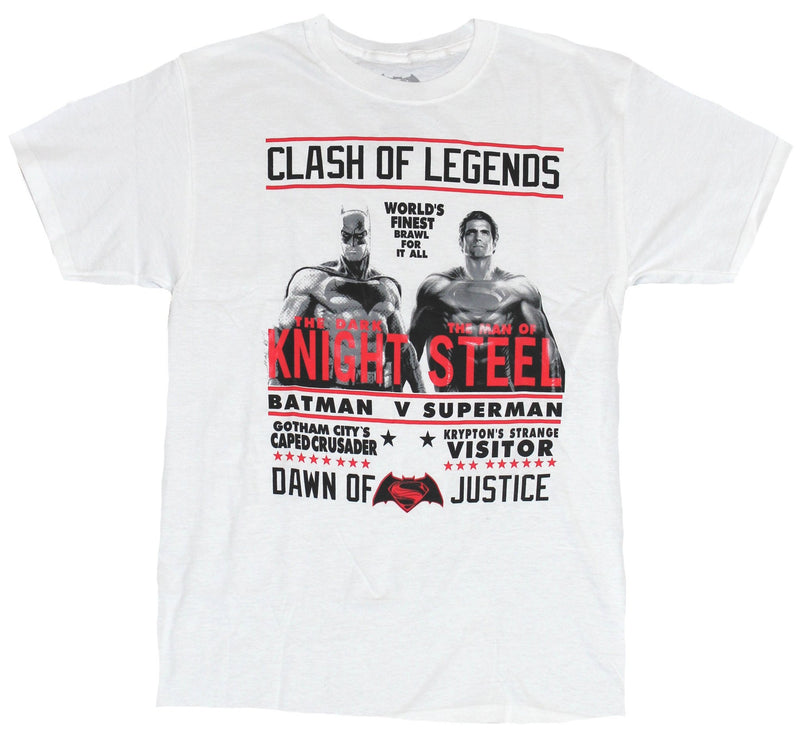 Batman vs. Superman Mens T-Shirt  - Clash of Legends Fight Poster Image