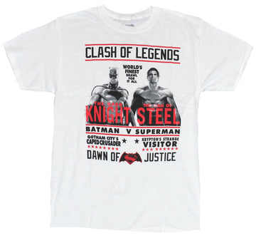 Batman vs. Superman Mens T-Shirt  - Clash of Legends Fight Poster Image