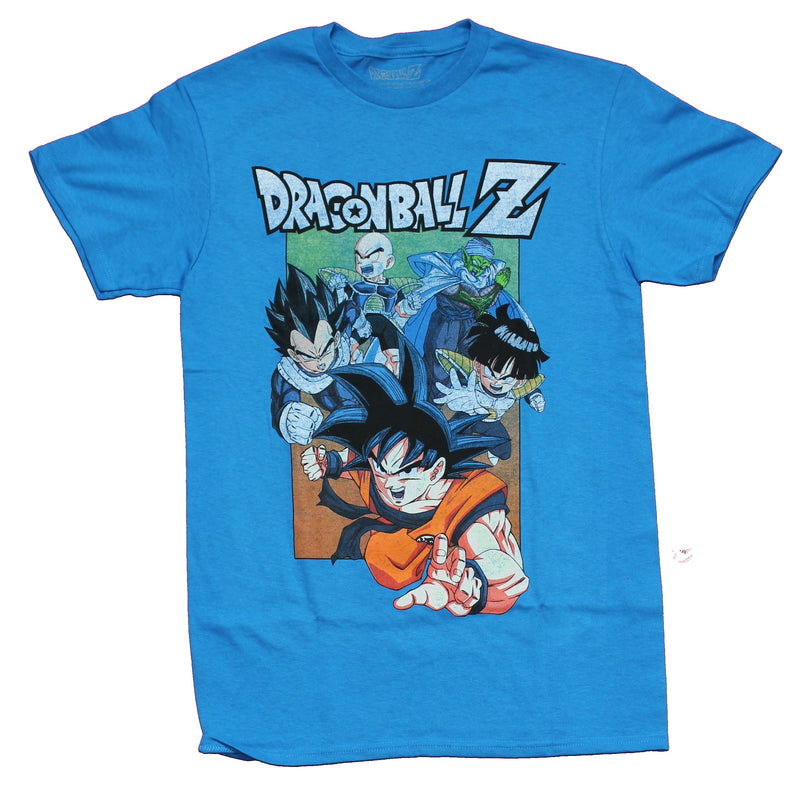Dragon Ball Z Mens T-Shirt - Goku Leading Attack Distressed Under Name - Inmyparentsbasement.com