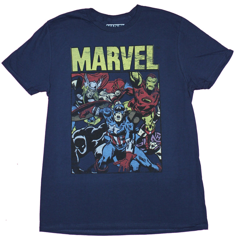 Marvel Comics Mens T-Shirt - Classic Distressed Avengers Under Name