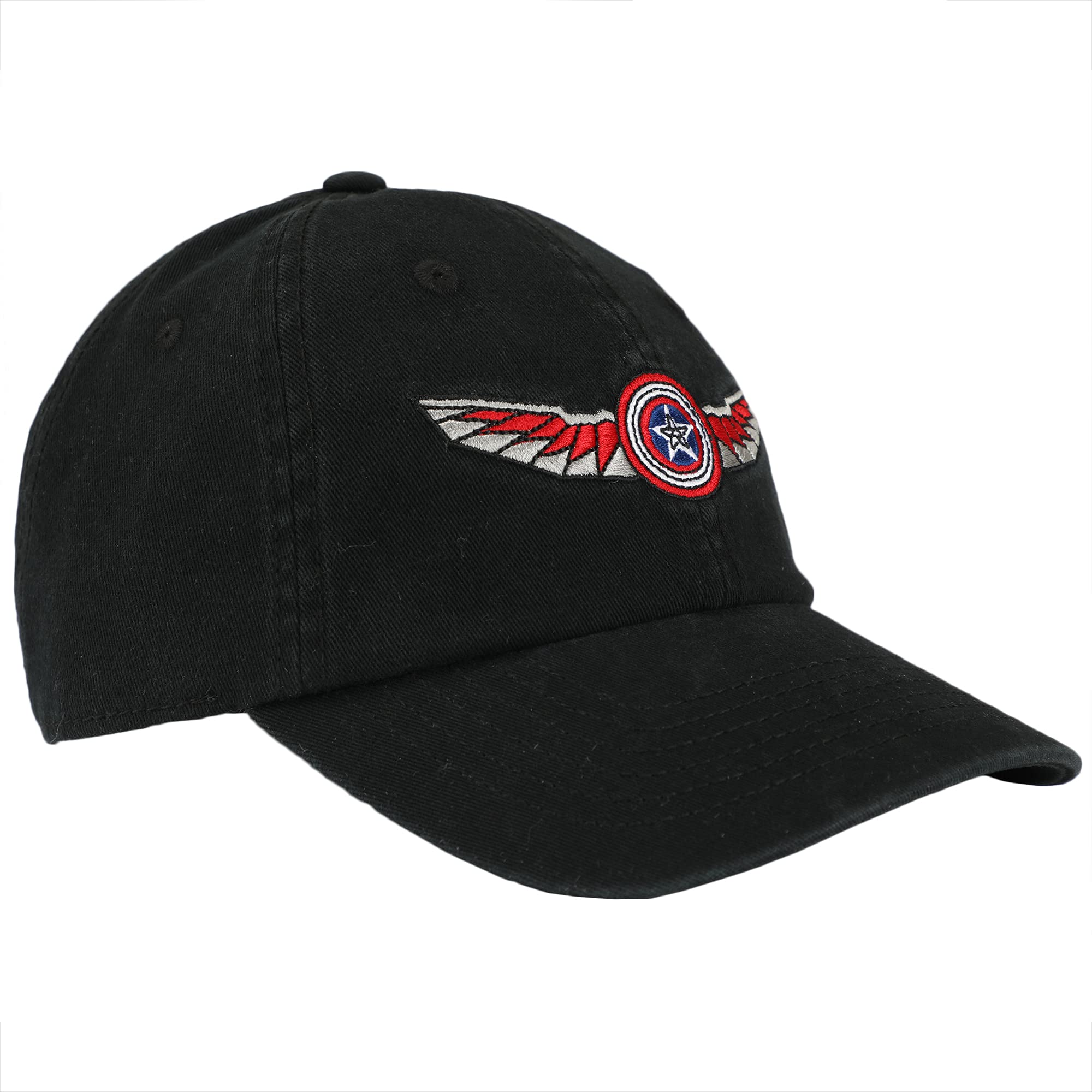 The Falcon and The Winter Soldier Shield and Wings Embroidered Dad Hat Black