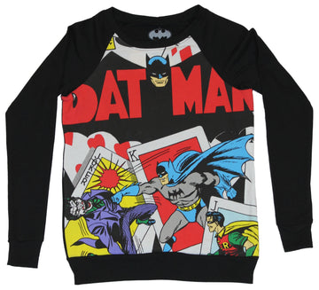 Batman (DC Comics) Girls Juniors Sweatshirt -  Batman Joker Playing Card Punch