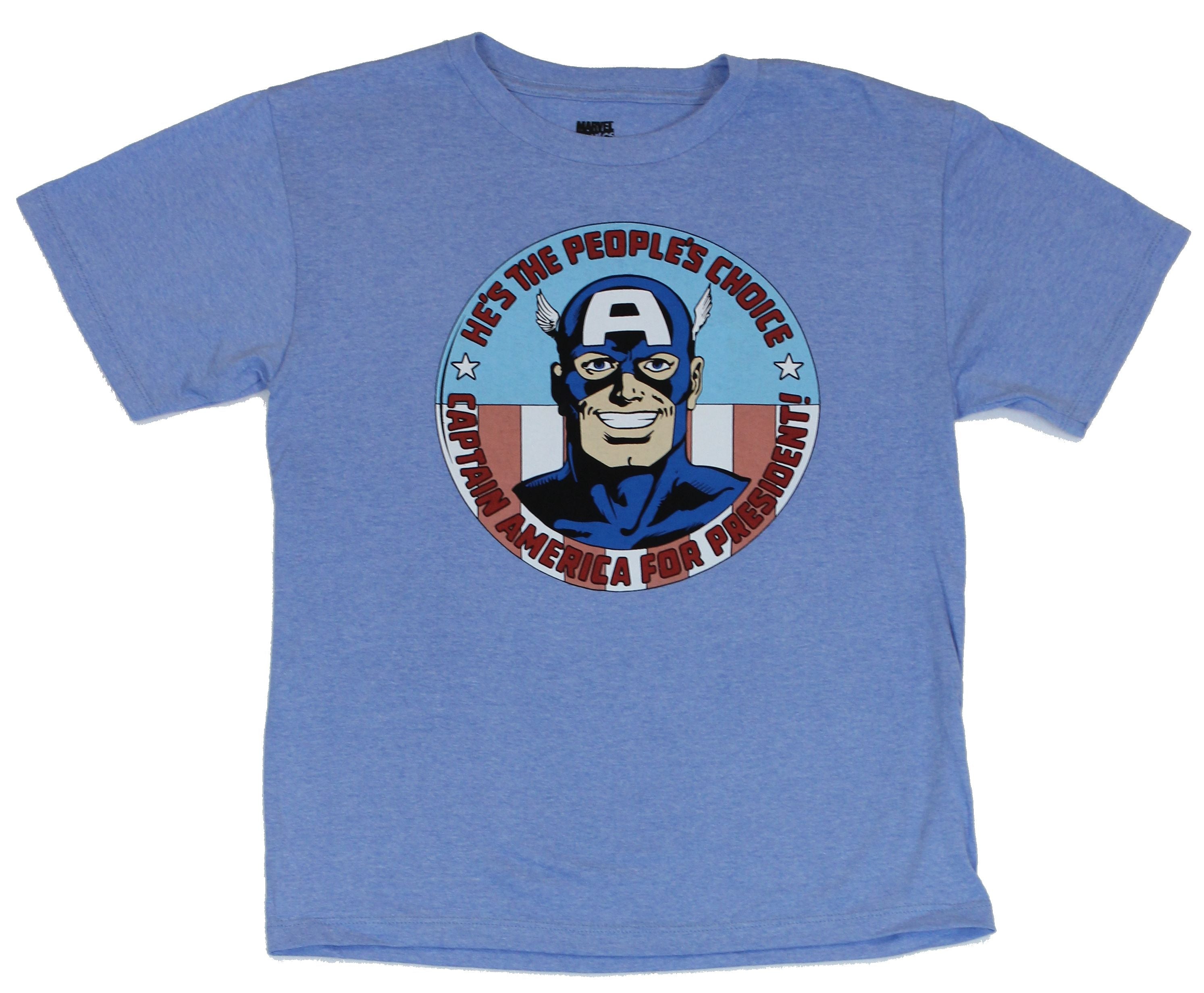 Captain America (Marvel Comics) Mens T-Shirt -  Cap For President Circle Image