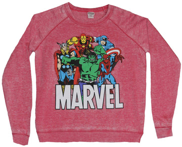 Marvel Comics Girls Juniors Light Sweatshirt - Avenger Group Over Marvel