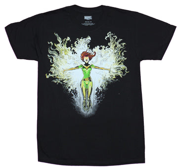 X-Men Mens T-Shirt - Phoenix Rising from Fire Green Uniform Image