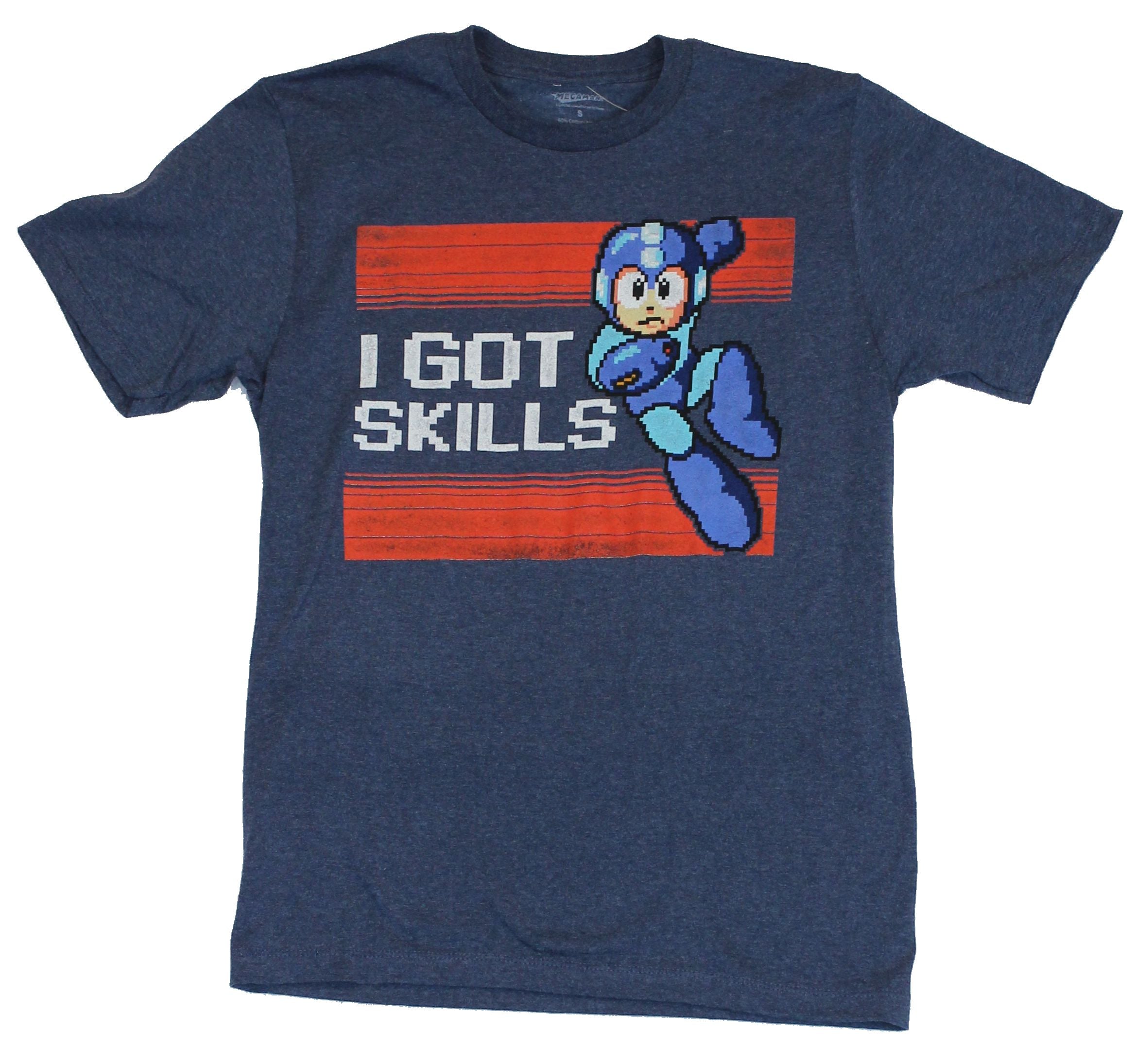 Megaman Mega Man Capcom Mens T-Shirt - "I Got Skills" Battle Posed Mega Image