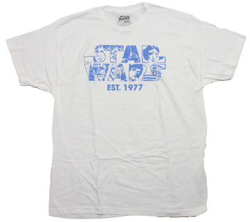 Star Wars Mens T-shirt - Blue Logo Embedded with Characters