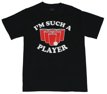 Beer Pong  Mens T-Shirt - "I'm Such A Player" Pong Ball &  Cup Image