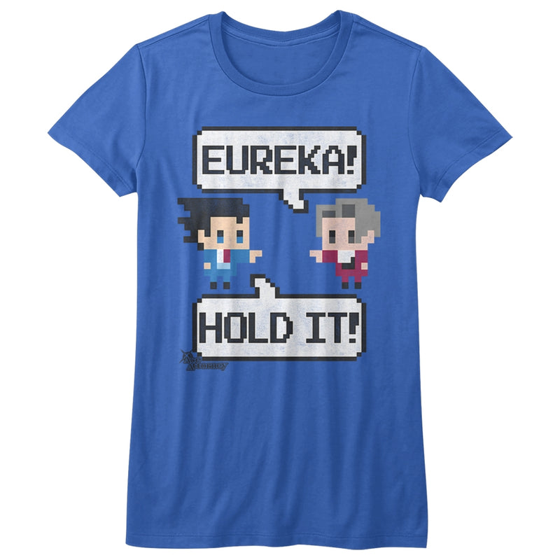 Ace Attorney Girls Juniors S/S T-Shirt - 8Bit - Solid Royal