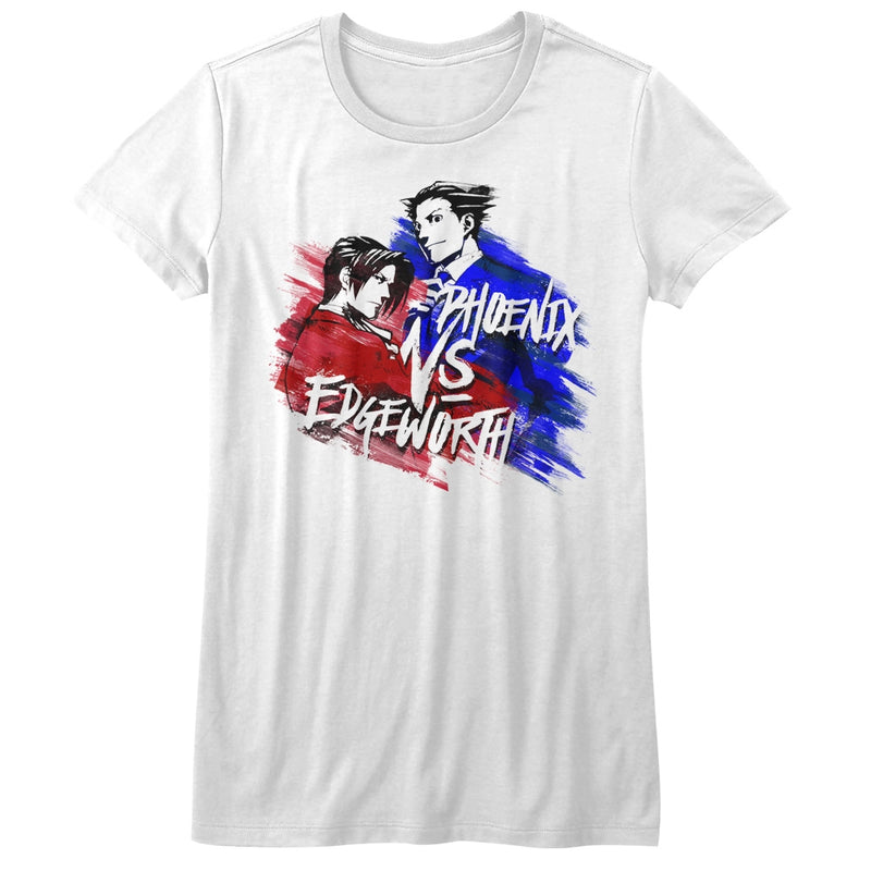 Ace Attorney Girls Juniors S/S T-Shirt - Versus - Solid White