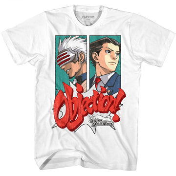 Ace Attorney Mens S/S T-Shirt - Objection - Solid White