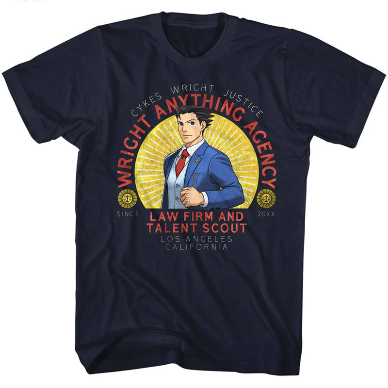 Ace Attorney Mens S/S T-Shirt - Wright Anything - Solid Navy