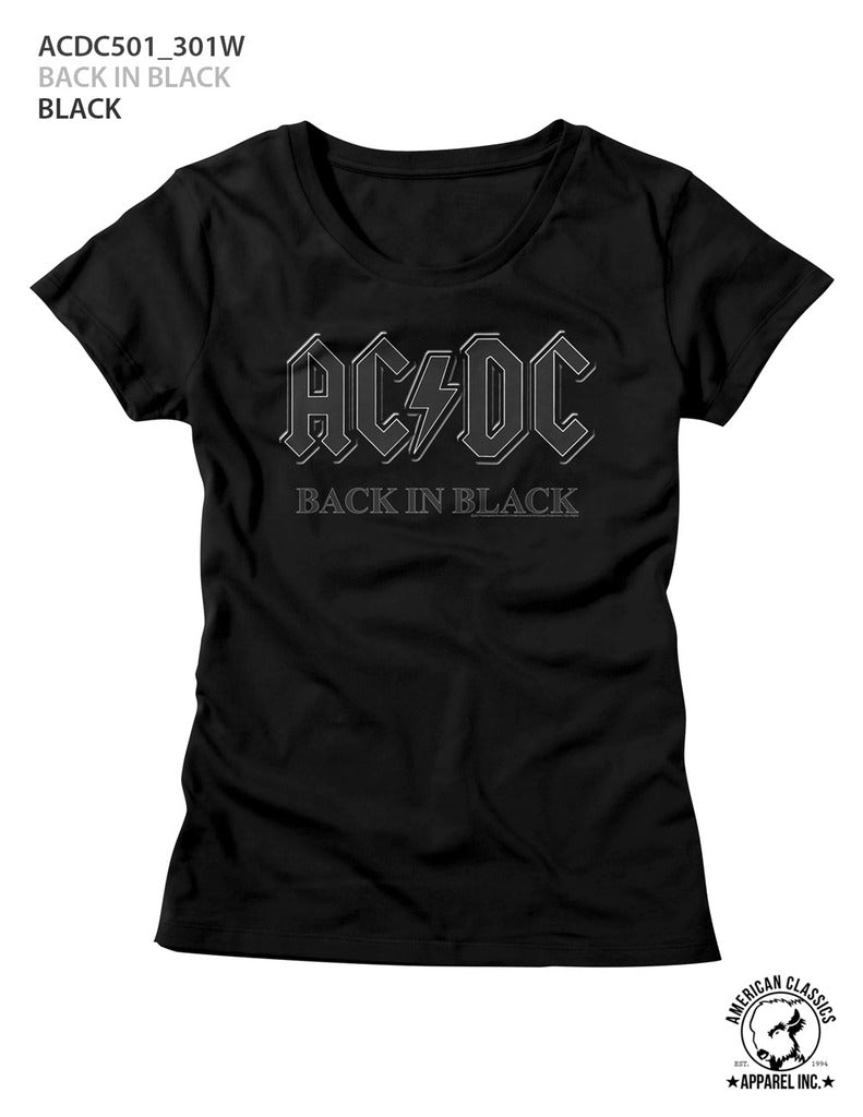 AC/DC Ladies S/S T-Shirt - Back In Black - Solid Black