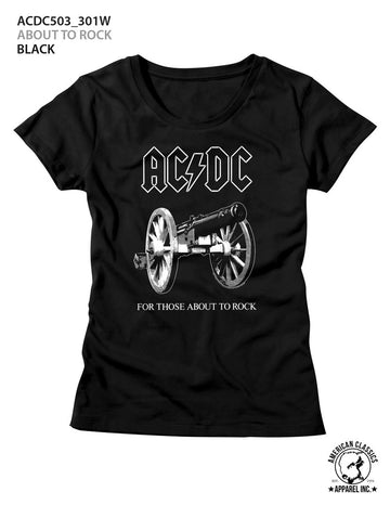 AC/DC Ladies S/S T-Shirt - About To Rock - Solid Black