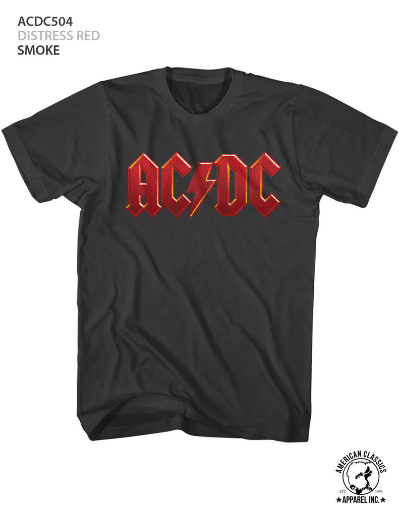 AC/DC Mens S/S T-Shirt - Distress Red - Solid Smoke