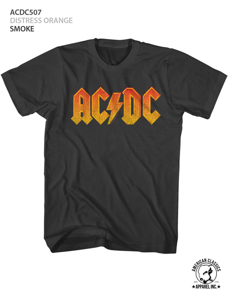 AC/DC Mens S/S T-Shirt - Distress Orange - Solid Smoke