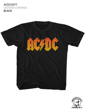 AC/DC Toddler S/S T-Shirt - Distress Orange - Solid Black