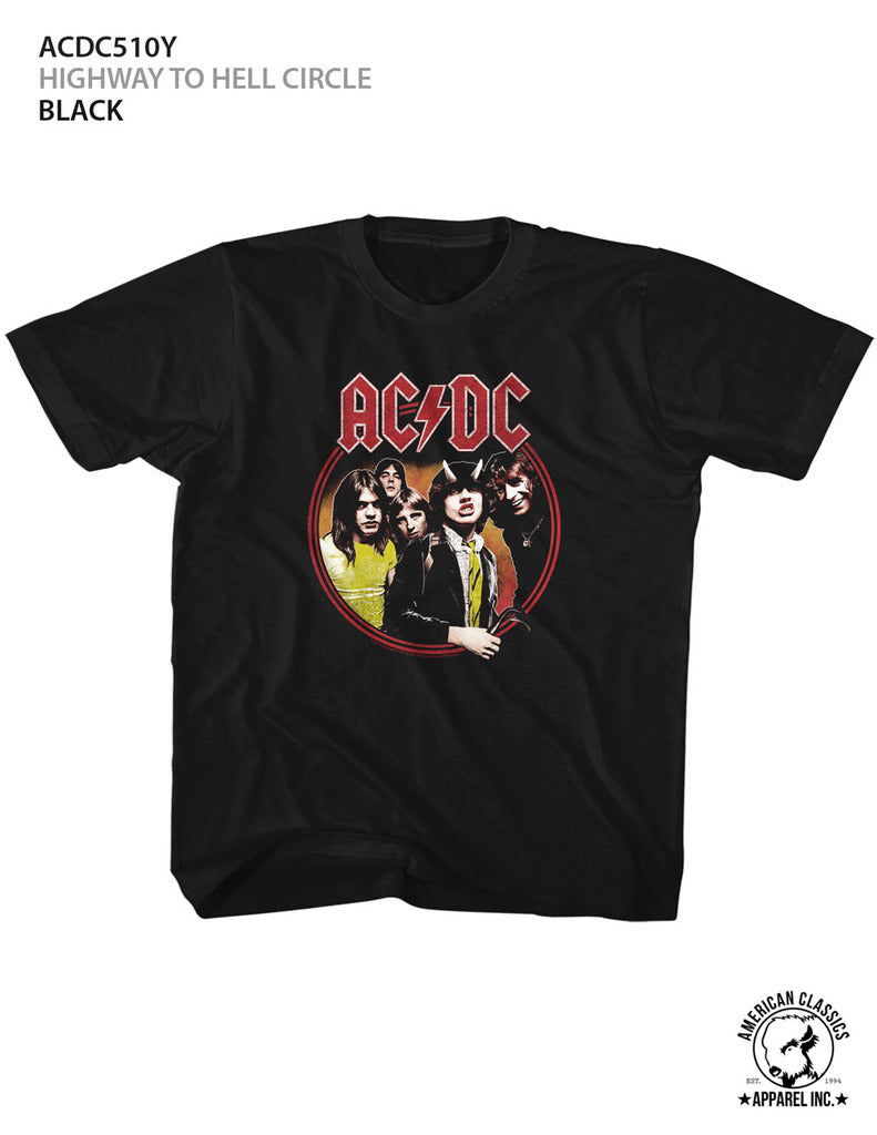 AC/DC Toddler S/S T-Shirt - Highway To Hell Circle - Solid Black