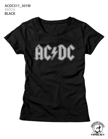 AC/DC Ladies S/S T-Shirt - Patch - Solid Black