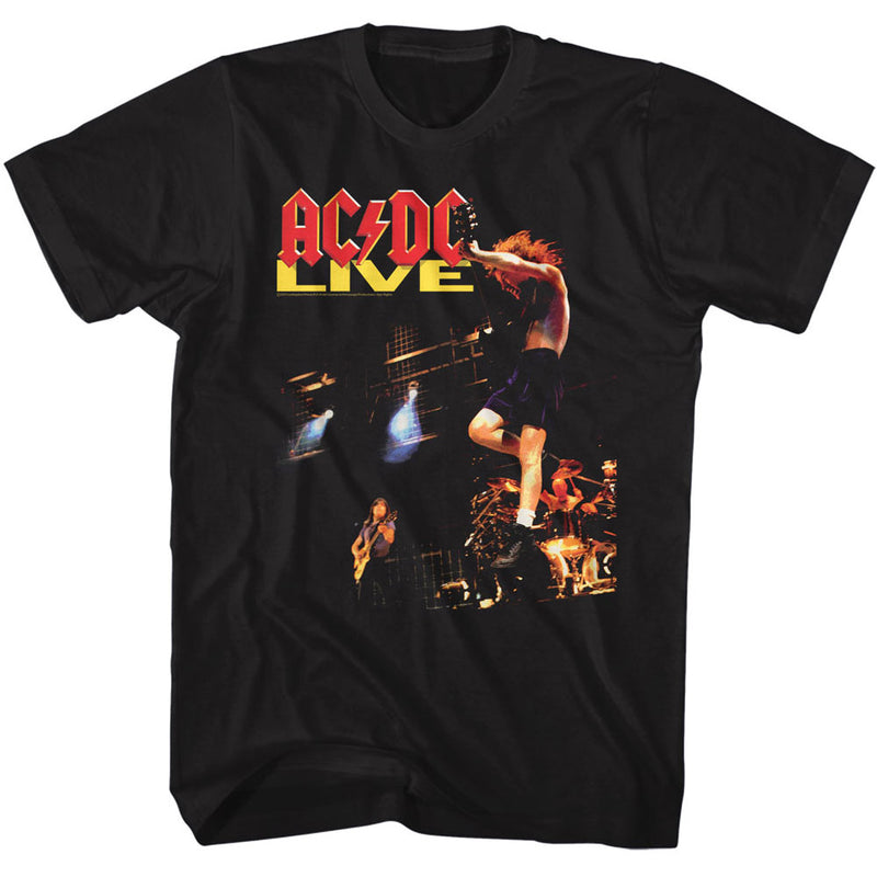 AC/DC Mens S/S T-Shirt - AC/DC Live - Solid Black