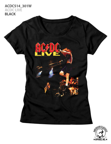 AC/DC Ladies S/S T-Shirt - AC/DC Live - Solid Black