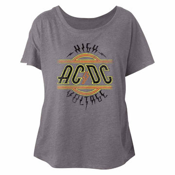 AC/DC Ladies S/S Dolman - High Voltage - Heather Premium Heather