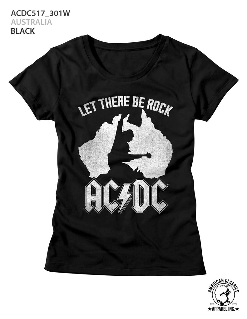 AC/DC Ladies S/S T-Shirt - Australia - Solid Black - Inmyparentsbasement.com