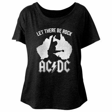 AC/DC Ladies S/S Dolman - Australia - Heather Vintage Black